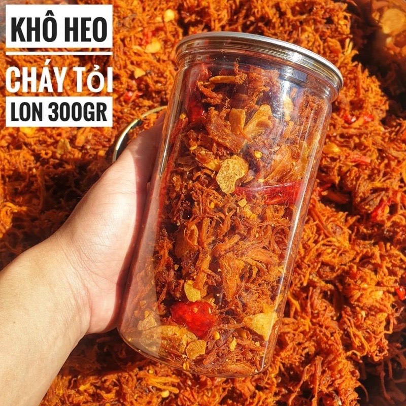 Khô heo cháy tỏi lon pet 300gram