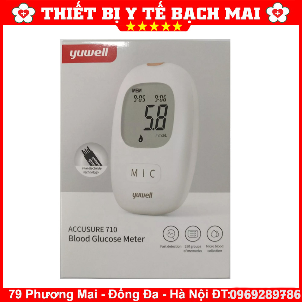 Máy Đo Đường Huyết Yuwell Accusure 710 (Model Mới) [Tặng 10 Kim+ 10 Que Thử]