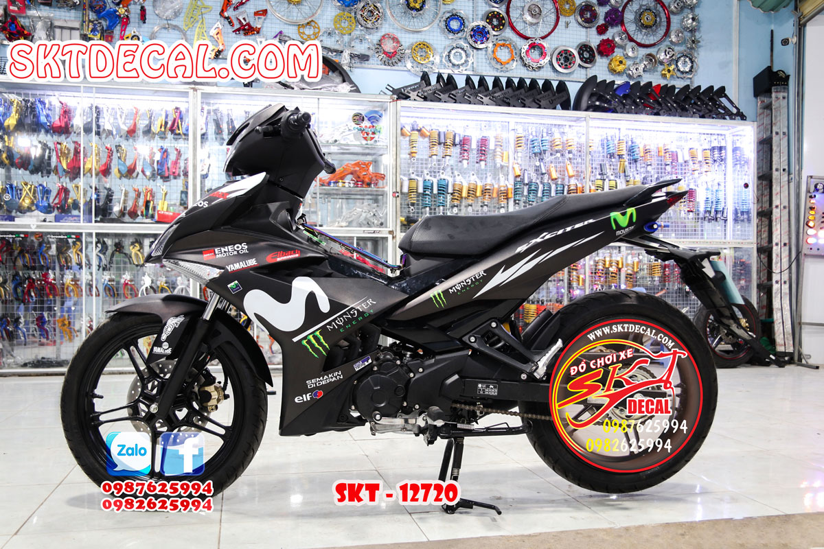 Tem rời exciter 150 đen trắng movistar