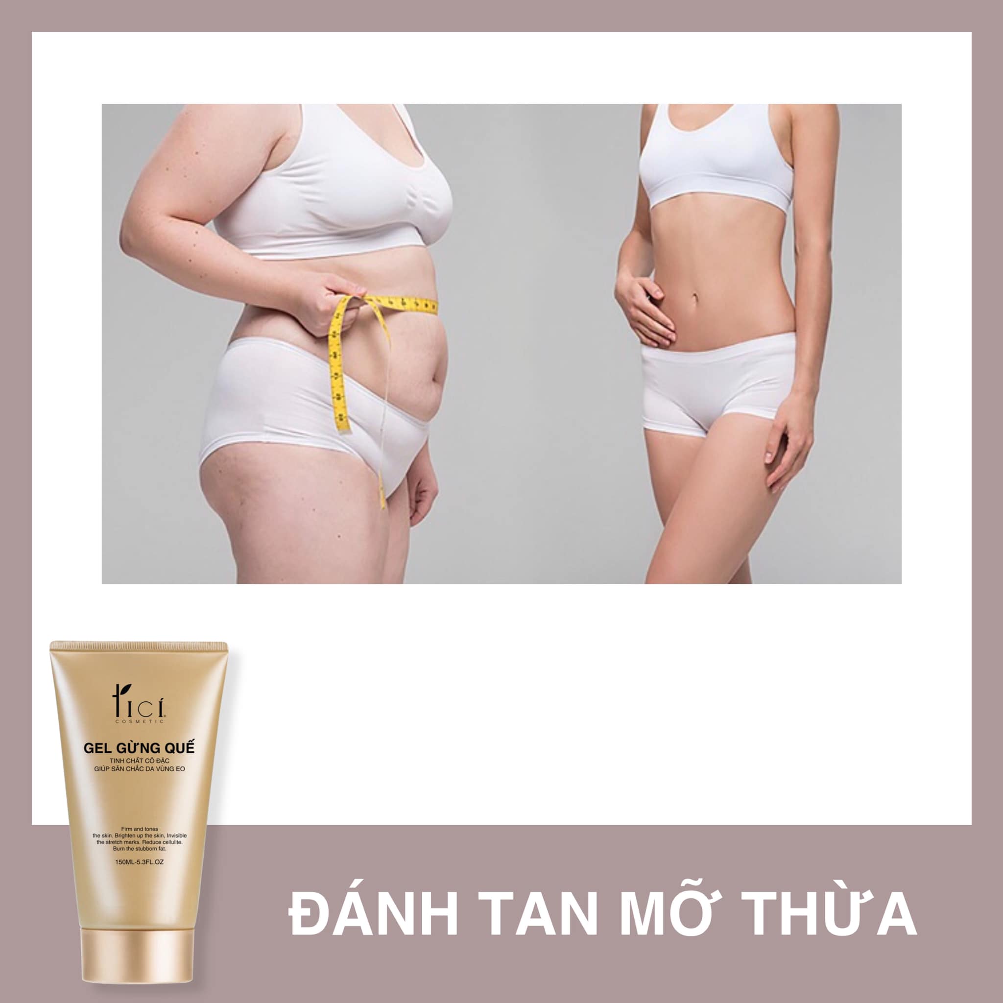 Gel Giảm Mỡ Bụng Tinh Chất Gừng Quế TICI - 150ML