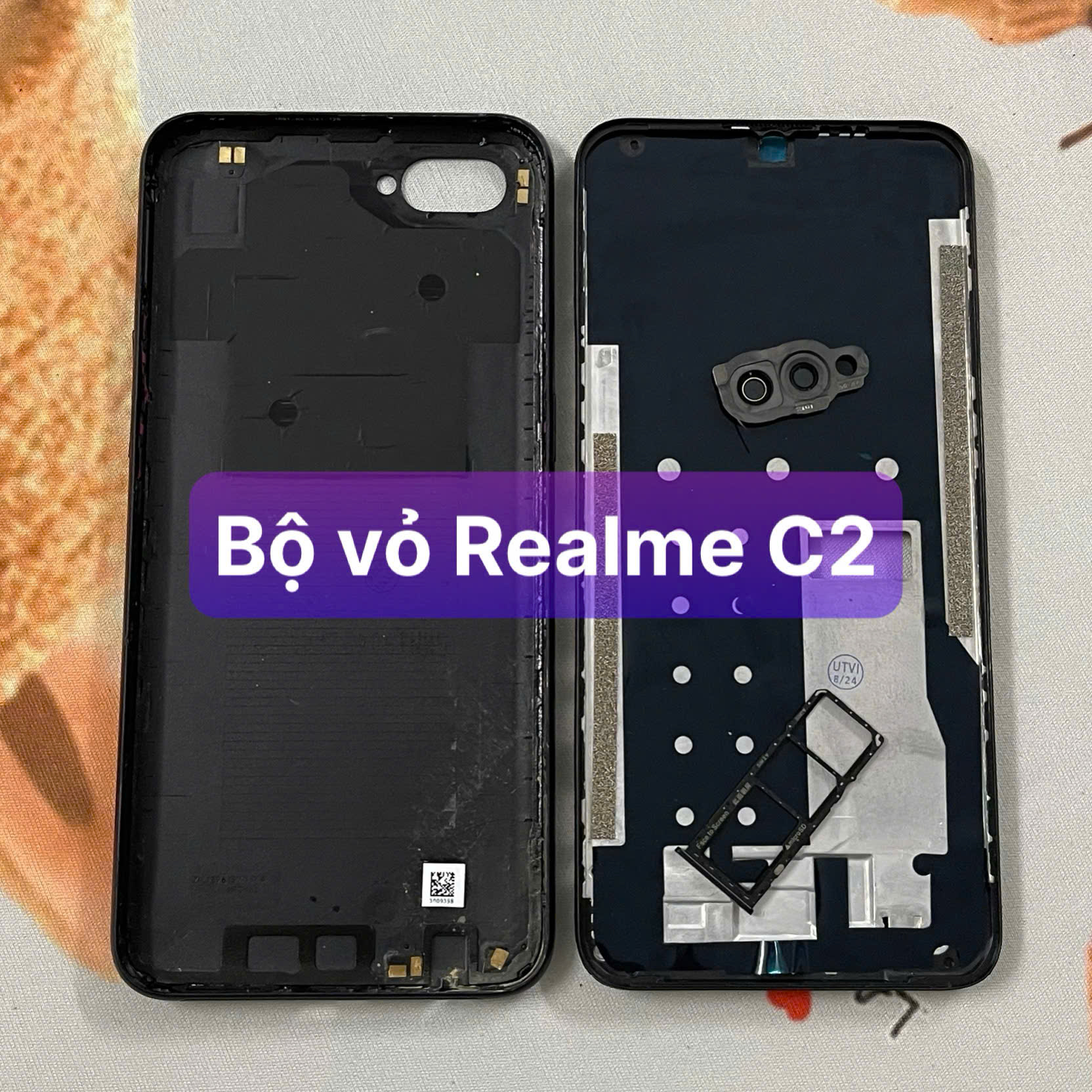 bộ vỏ xương Realme C2 , kèm khay sim,phím,kính camera