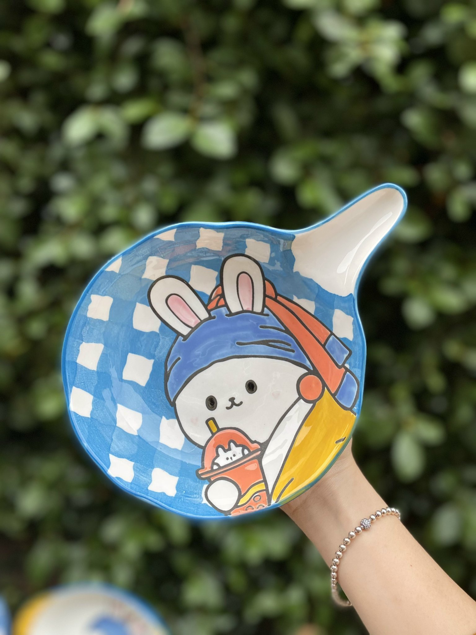 Bộ chén sứ bát ăn cơm bộ bát đĩa decor chén dĩa sứ🐇 thỏ xanh🐰 dễ thương cute s92