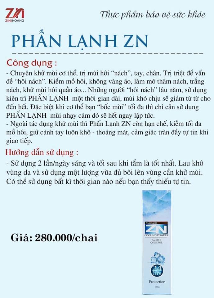 (Mới) Phấn Lạnh ZN 50g và 100g Khử Mùi Hôi Cơ Thể Chính Hãng Date Mới