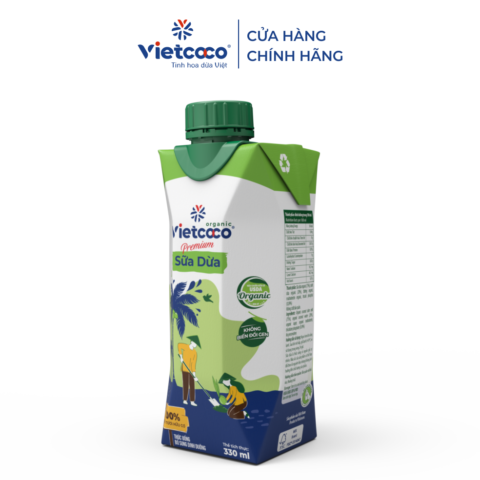 Sữa dừa Organic UHT Vietcoco - hộp 330ml
