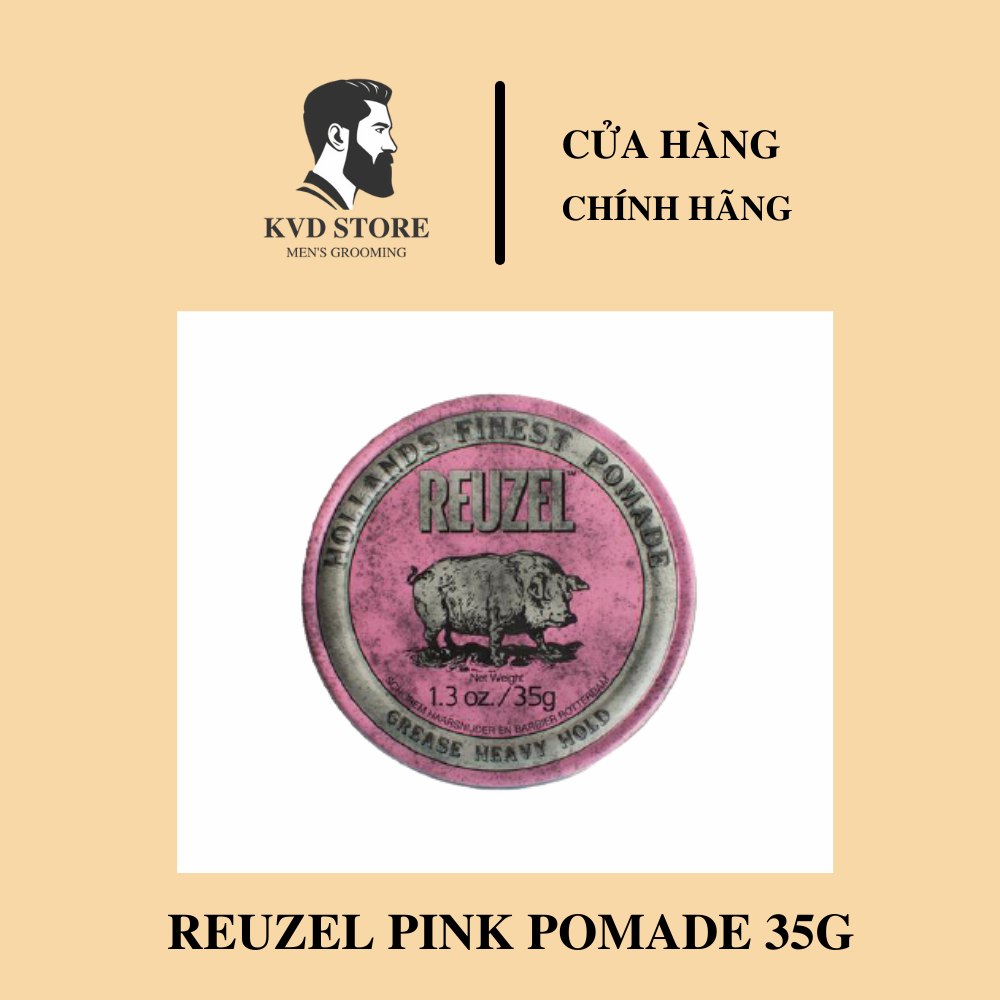 Sáp vuốt tóc nam reuzel pink pomade heavy hold 35g