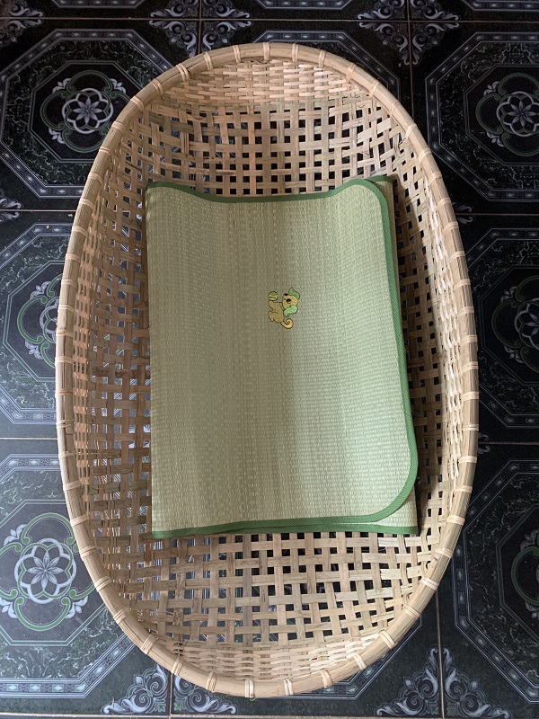 Combo Nôi Tre Đặt Võng Cho Bé Từ 0-36 Tháng Kèm Chiếu Cói (Loại To) - Tặng Vòng Dâu Tằm