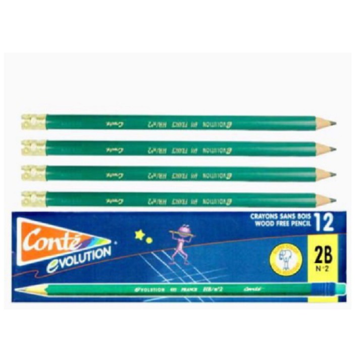 Combo 3 bút chì xanh 2B có gôm tẩy, tặng gọt bút chì - KhuBa Shop