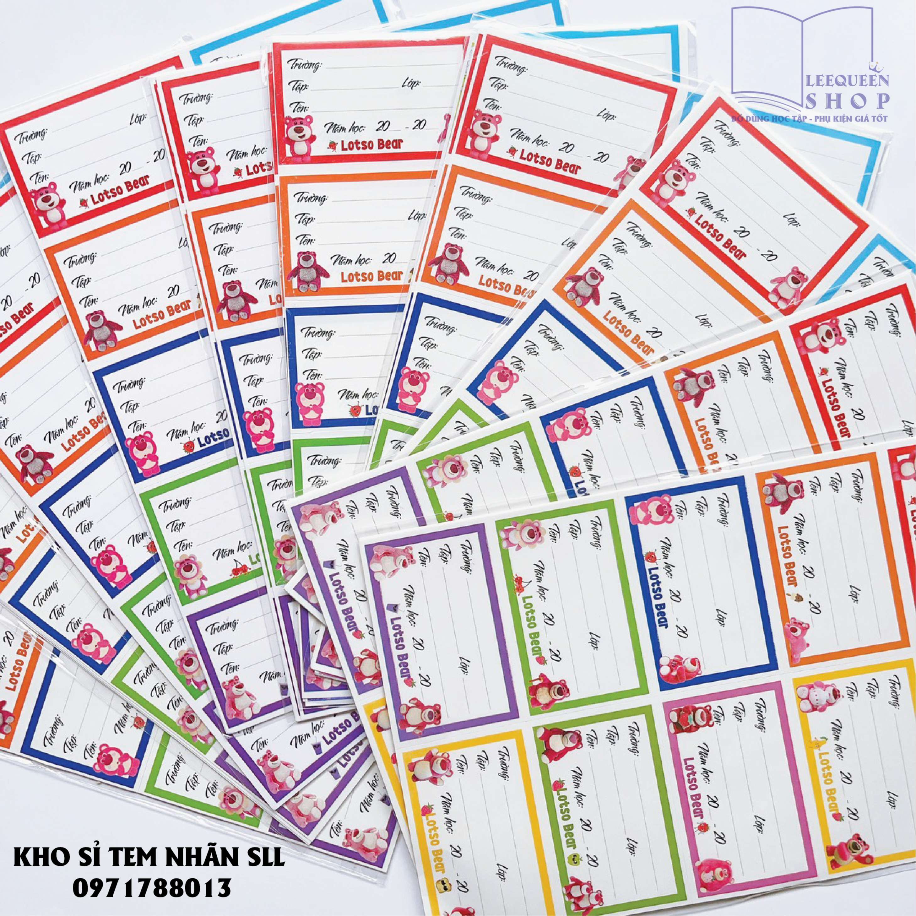 (SỈ ) Combo 50 Nhãn Vở Decal 10 ô ( 5 tờ/ xấp) nhiều mẫu HOTTREND 2025