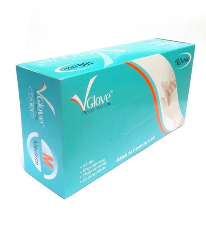 Găng tay y tế có bột VGloves hộp 100 cái size M nhập khẩu