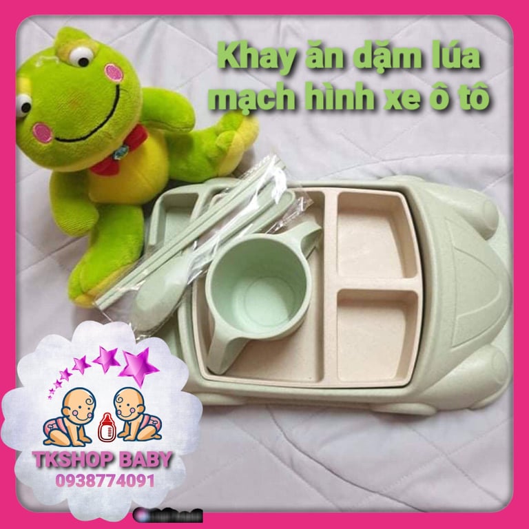 [HCM]**KÈM MÃ GIẢM**Bộ khay ăn dặm lúa mạch hình xe oto (quà Bobby)