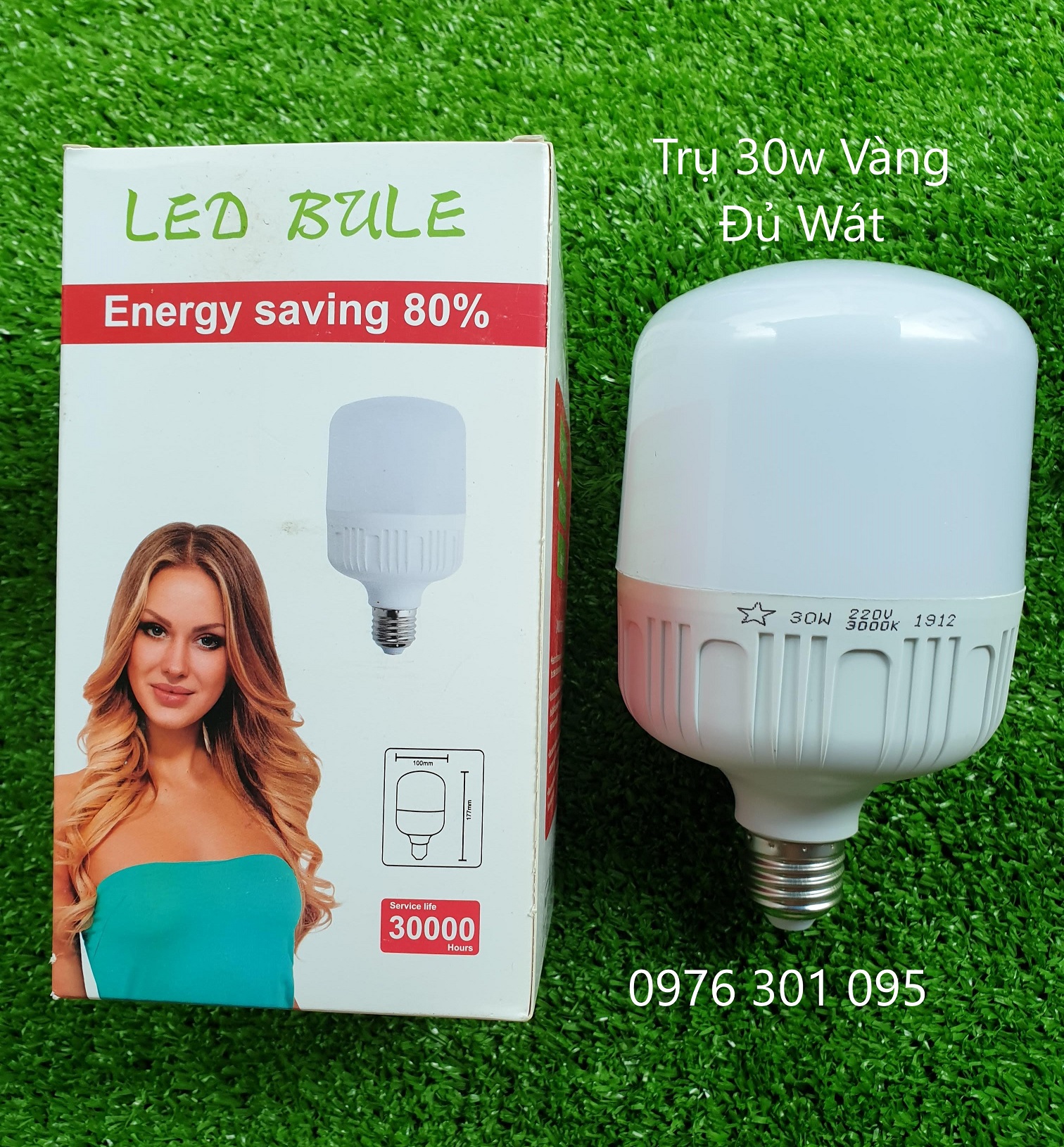 Bóng đèn led trụ 30w ánh sáng vàng kín nước siêu sáng