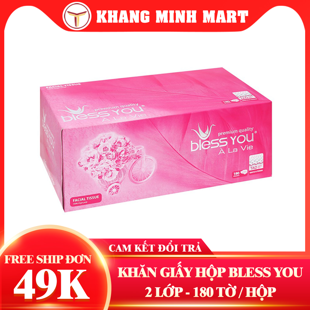 Khăn Giấy Lụa Bless You 2 Lớp Hộp 180 Tờ
