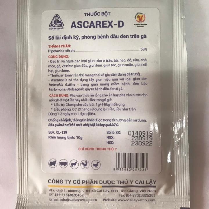 Combo 2 bịch Thuốc tẩy giun cho gà đá ASCAREX-D [10 g]