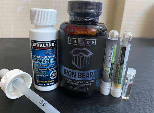 Combo Mọc Râu Tóc: Minoxidil 5% + Iron Beard + LCLT + Retinol + Peo mix