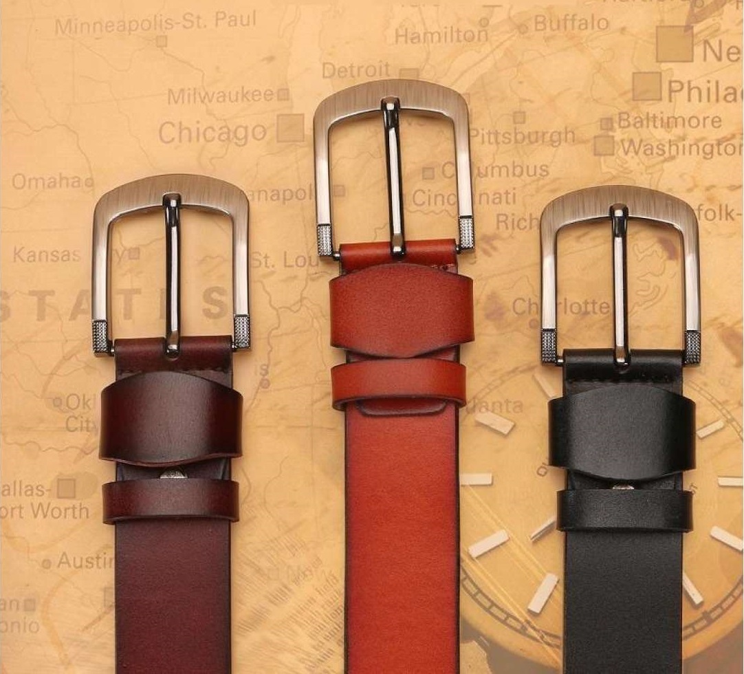 Thắt Lưng Dây Nịt Nam Da Bò  Cao Cấp - Khóa Kim(Nâu sẫm 2021)