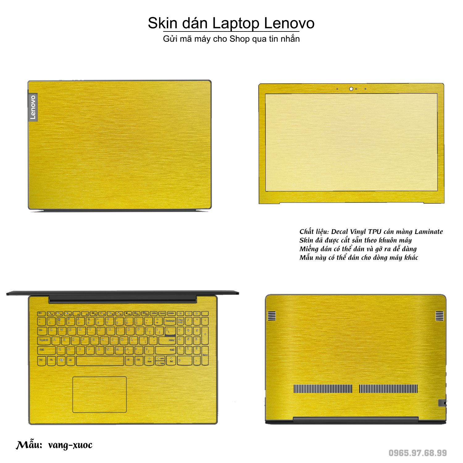 Decal Skin dán Laptop Lenovo mẫu vàng xước (inbox mã máy cho shop)