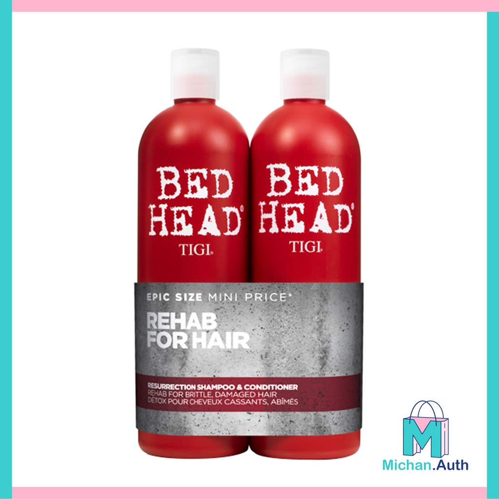 Cặp dầu gội và dầu xả tigi bed head resurrection shampoo & conditioner 750ml đỏ