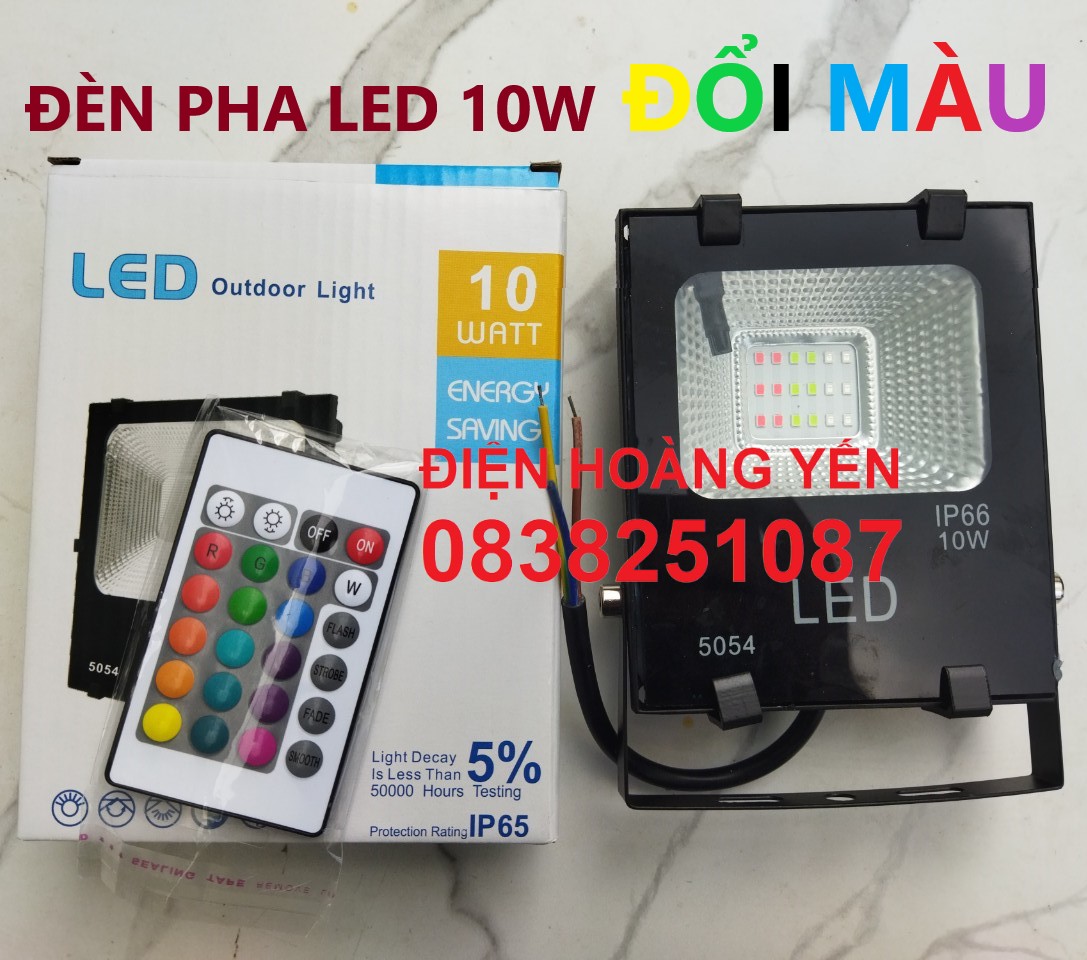 [HCM]Đèn Led pha Star 10W đổi 7 màu (Bạc) Bảo hành 24 tháng