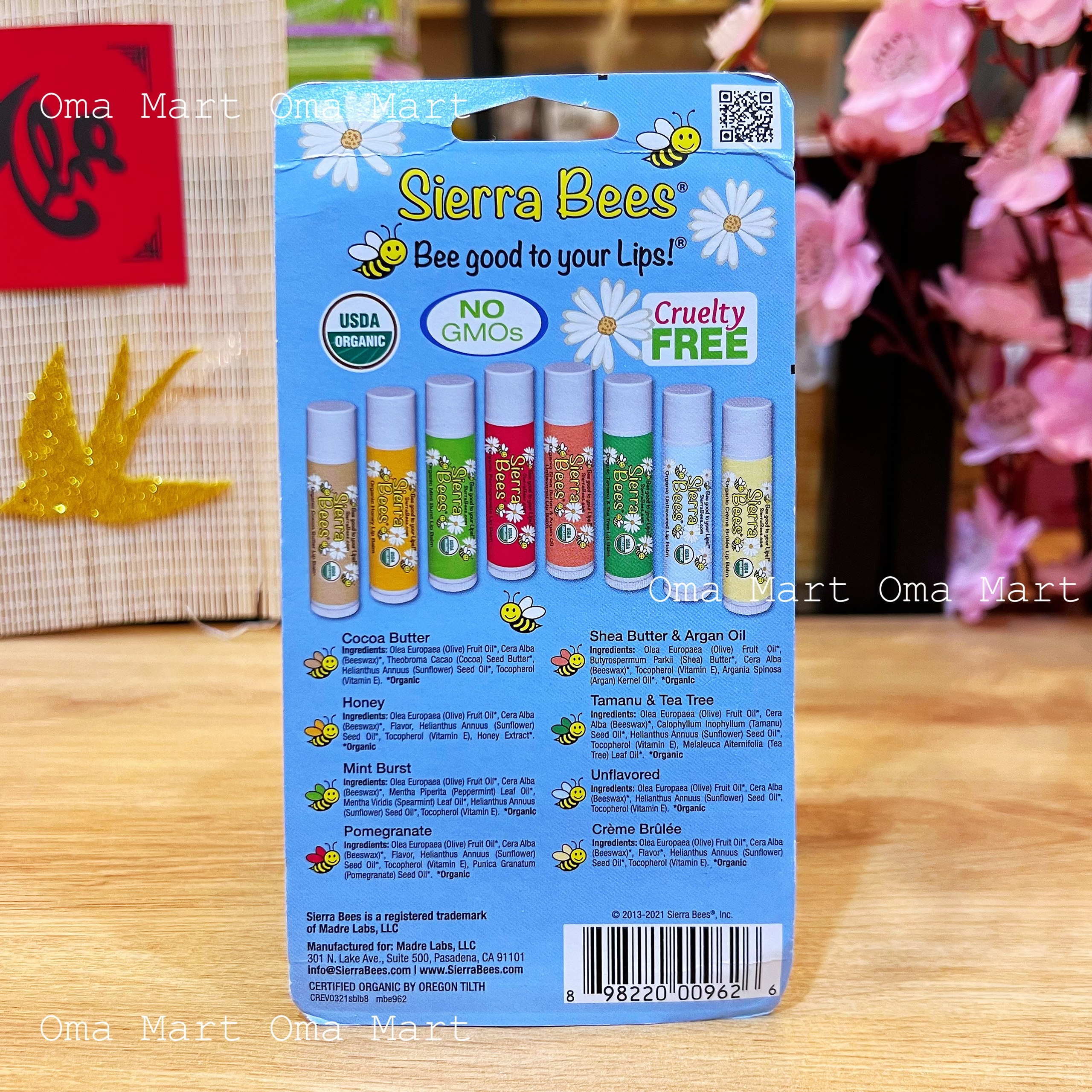 Organic Lip Balm Sierra bees (blister 8 bars)