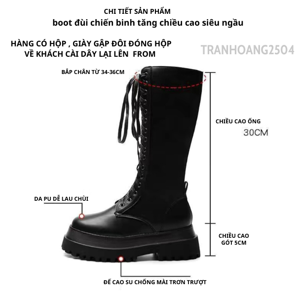 [ full hộp] boot đùi chiến binh tăng chiều cao  siêu ngầu