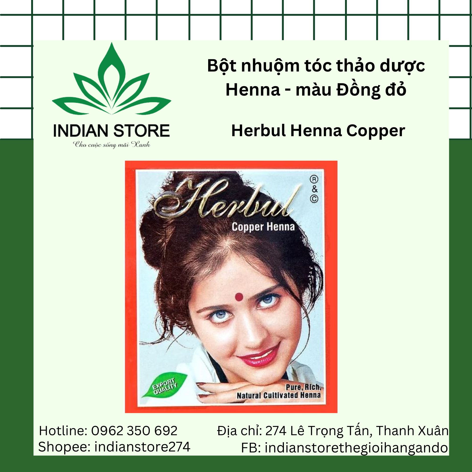 Bột nhuộm tóc thảo dược Herbul Henna đủ 8 màu- Tặng găng tay + mũ trùm đầu