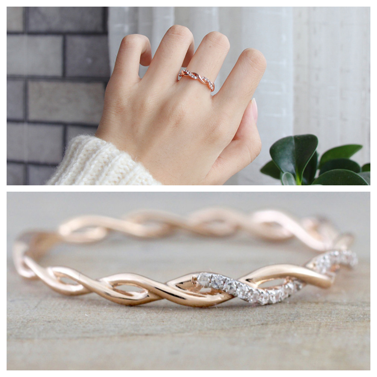 Nhẫn Nữ Hoa Hồng  Xoắn   Nhẫn Cưới Hoa Hồng   Phong Cách Hàn RBXOAN04