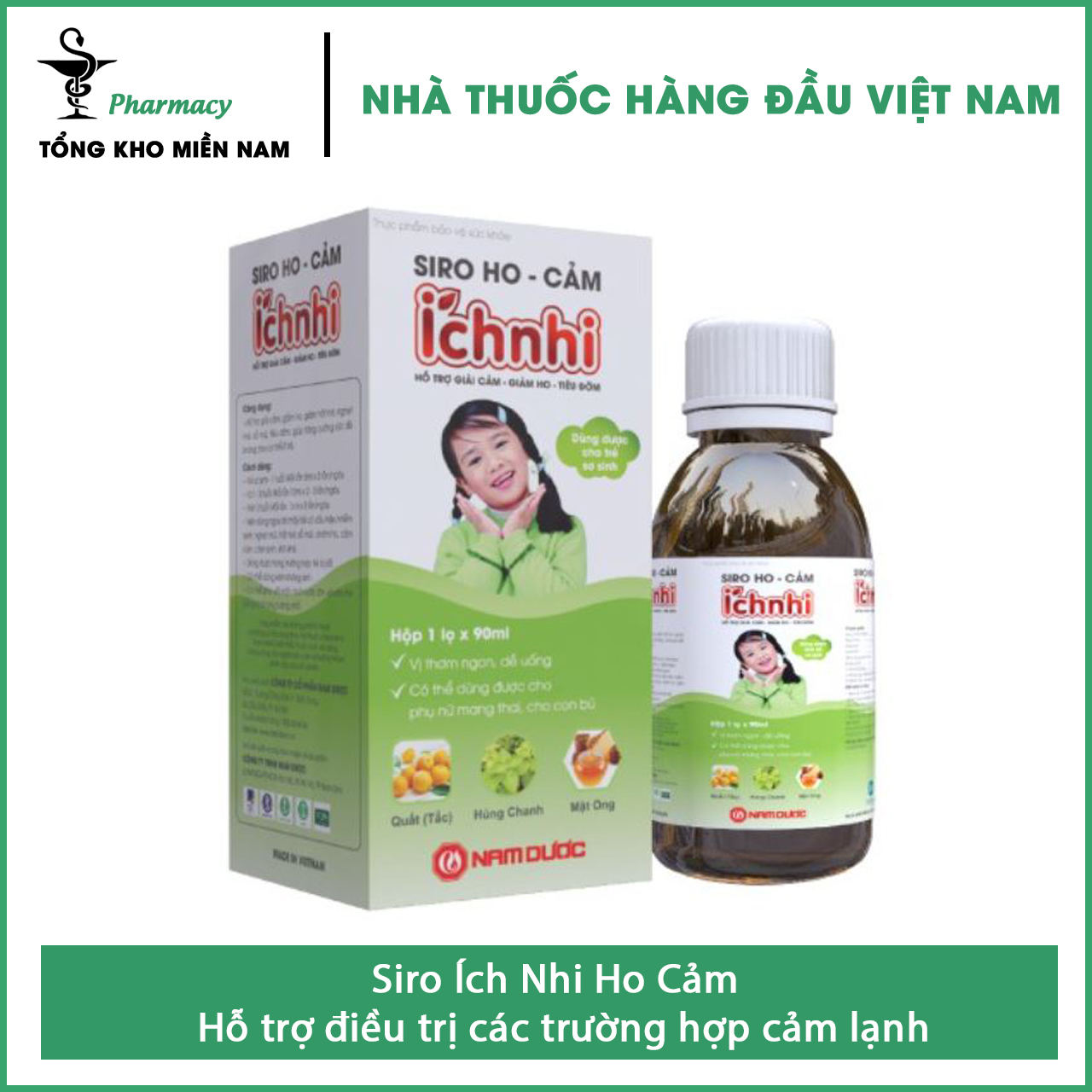 Siro Ích Nhi Ho Cảm – Hỗ trợ điều trị các trường hợp cảm lạnh - Chai 90ml – Tổng Kho MiềnNam