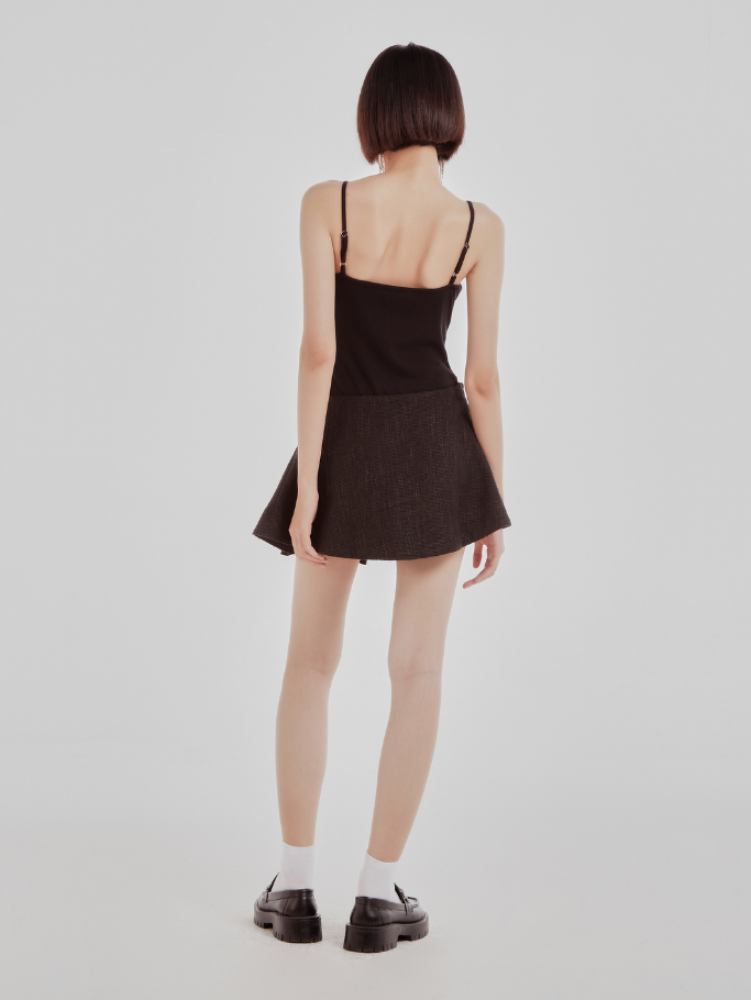 COCO SIN - Váy Mini Tweed Đen Phối Pearl
