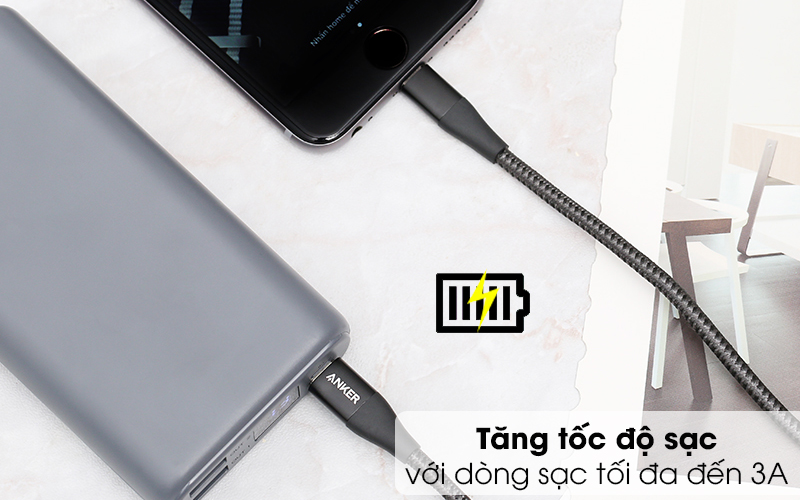 Cáp Type C - Lightning MFI 0.9m Anker PowerLine+ II A8652 ( Likenew )
