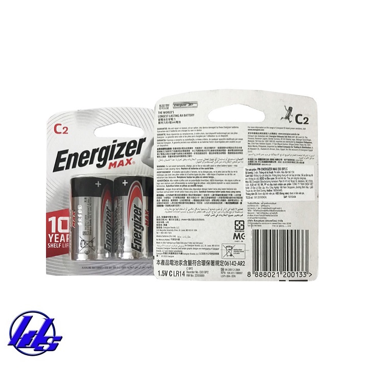 Pin trung C Energizer E93 BP2-LR14 Max Power - Vỉ 2 viên