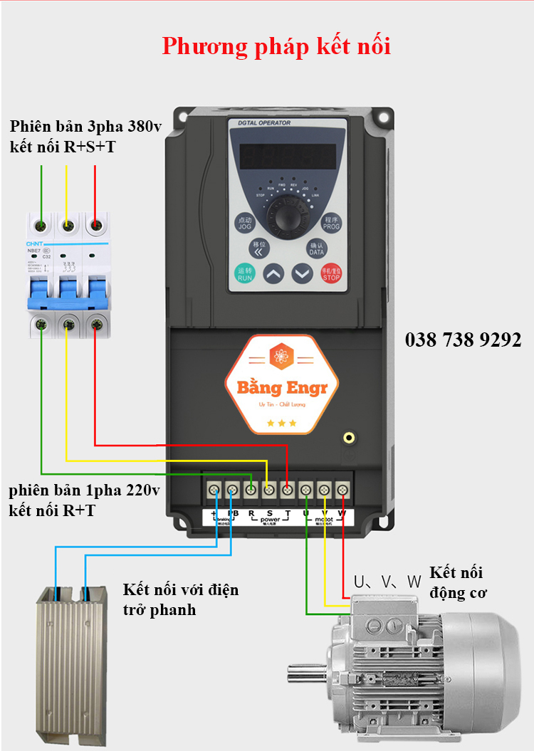 Biến tần Yingshida AE200 vào 1 pha 220v ra 3 pha 220v (Inverter)