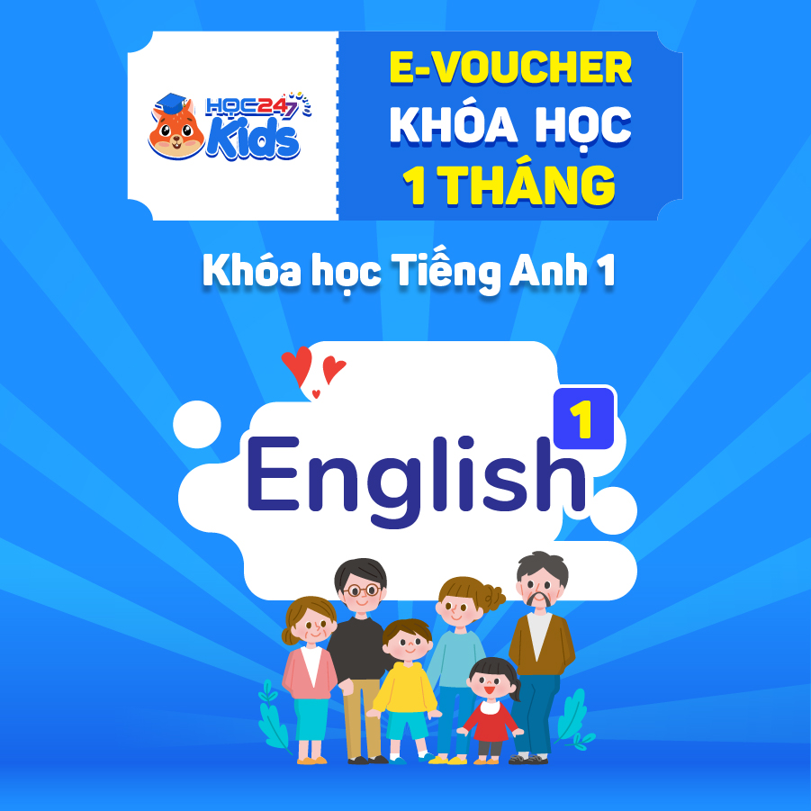 Toàn quốc [E-voucher] Khóa học Tiếng Anh lớp 1 (1 tháng) - App HOC247 Kids