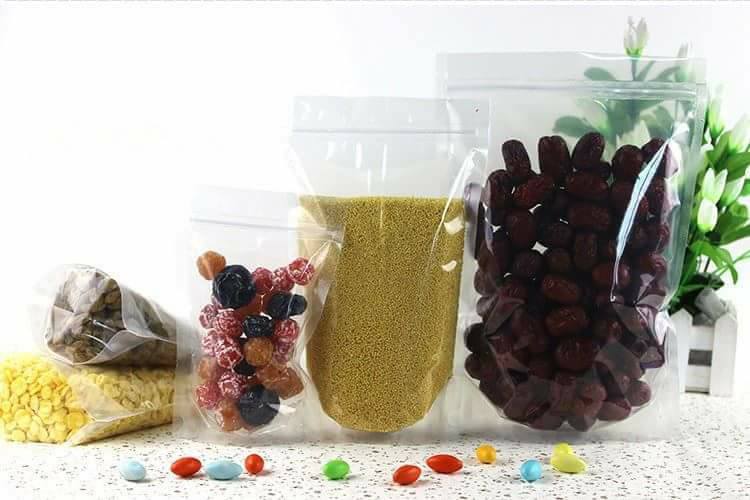 [500gr/size] túi zipper 2 đáy đứng mặt trong suốt