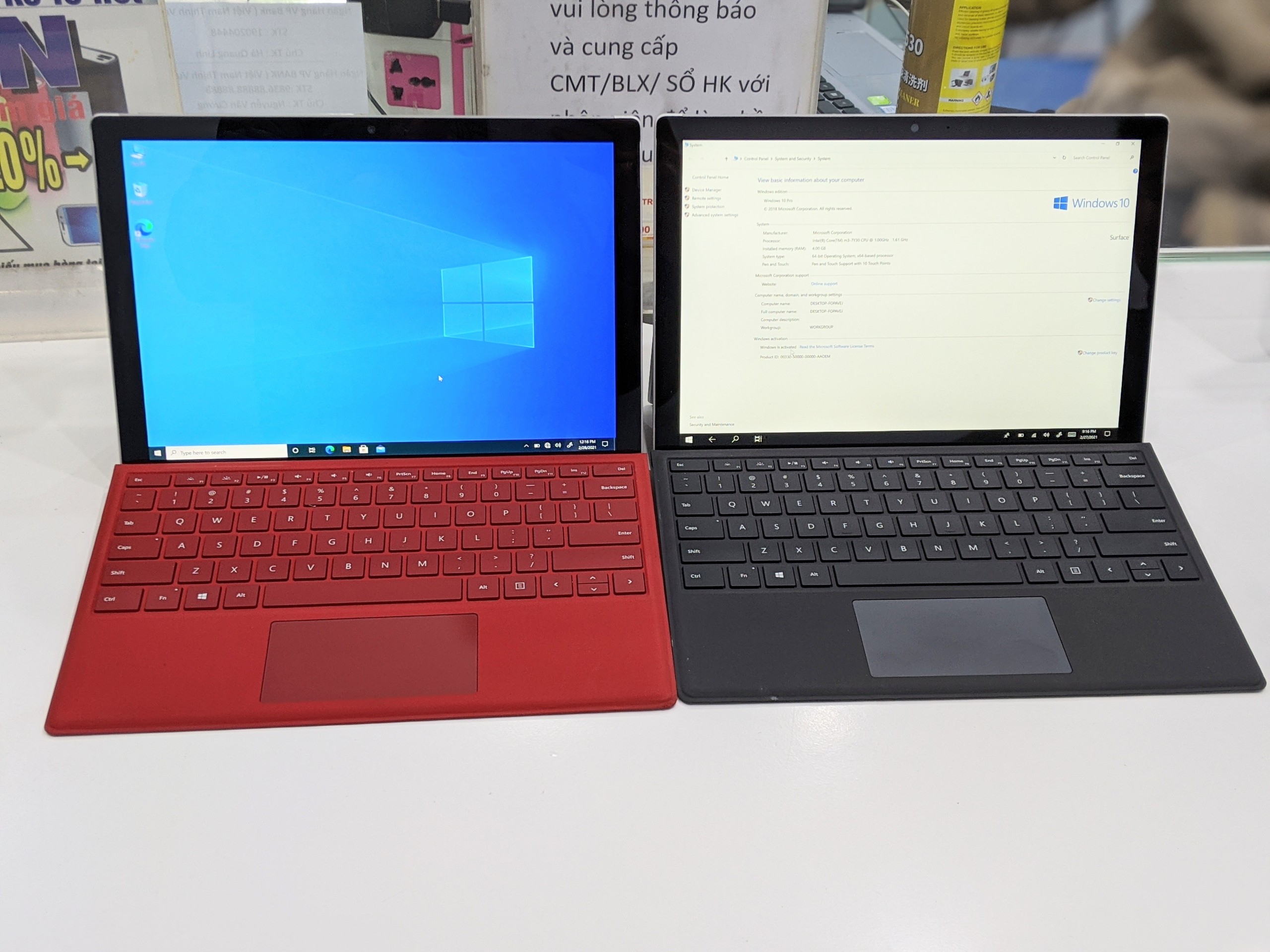 Máy tính bảng Microsoft Surface Pro 5 Nhập Khẩu Mỹ ( Surface Pro 2017 ) Win 10 Pro Kèm phím sạc chính hãng ,Core M3 4GB ram SSD 128GB màn hình 3K Tại Playmobile
