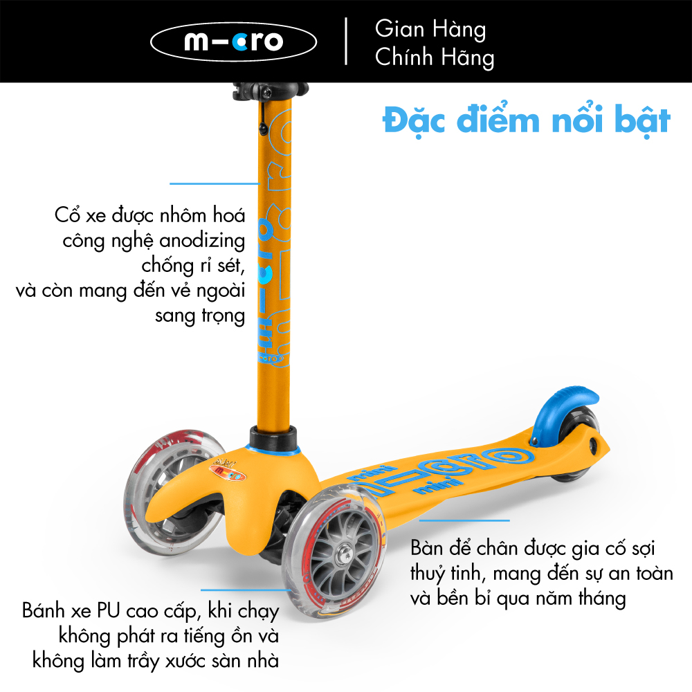 XE TRƯỢT SCOOTER MICRO MINI DELUXE LED MINILINO (PHIÊN BẢN BÁNH XE ĐÈN LED KÈM BUDDY)