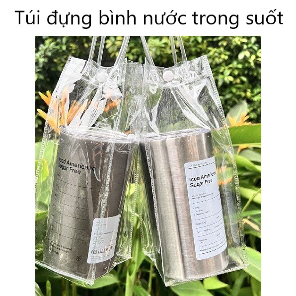 Túi trong suốt đựng bình cốc ly giữ nhiệt kích thước 25x10x10cm nhựa PVC cao cấp