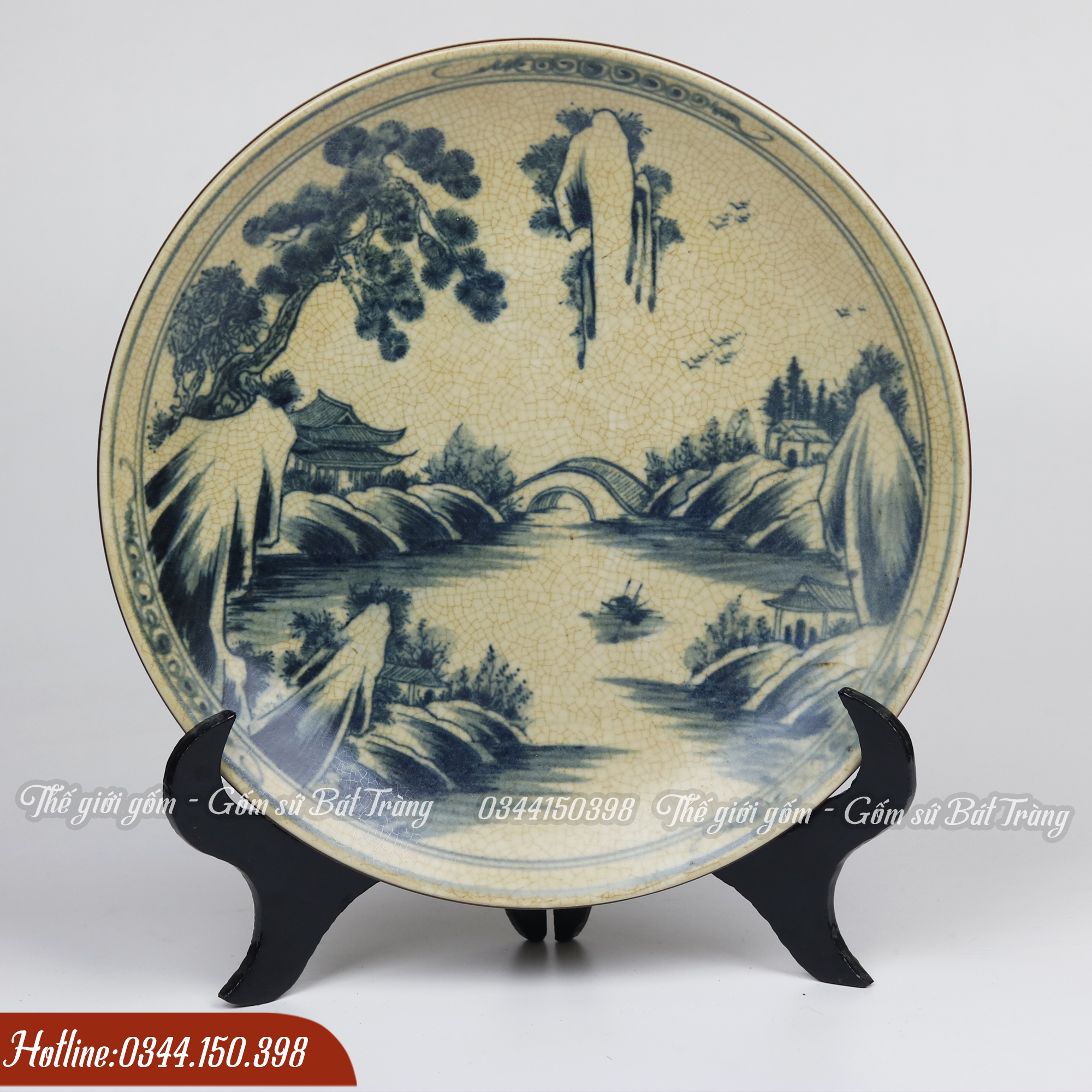 Đĩa Cảnh Men Rạn Bát Tràng Cao Cấp Φ 30cm