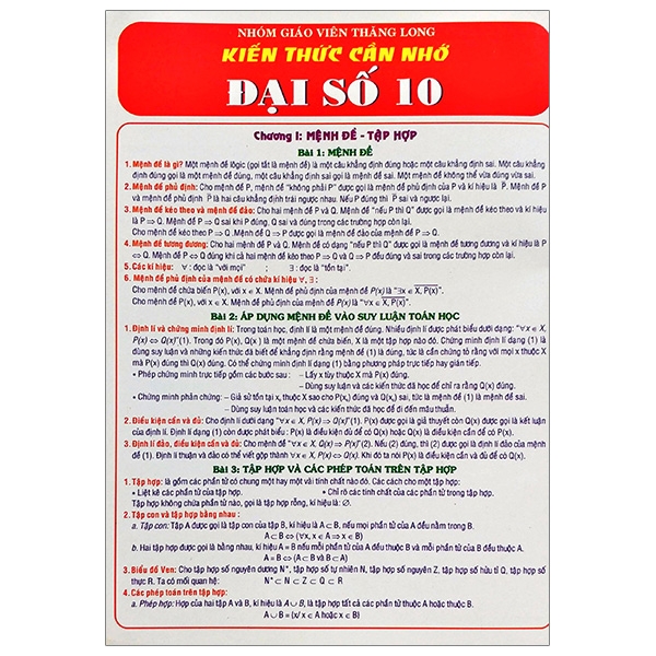 Fahasa - kiến thức cần nhớ đại số 10