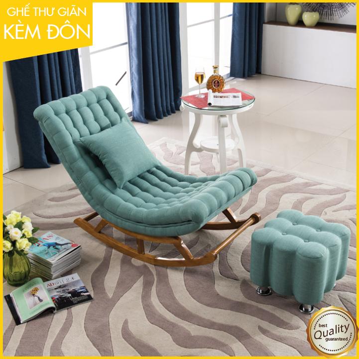 [Trả góp 0%]Ghế sofa thư giãn Ghế bập bênh kèm đôn