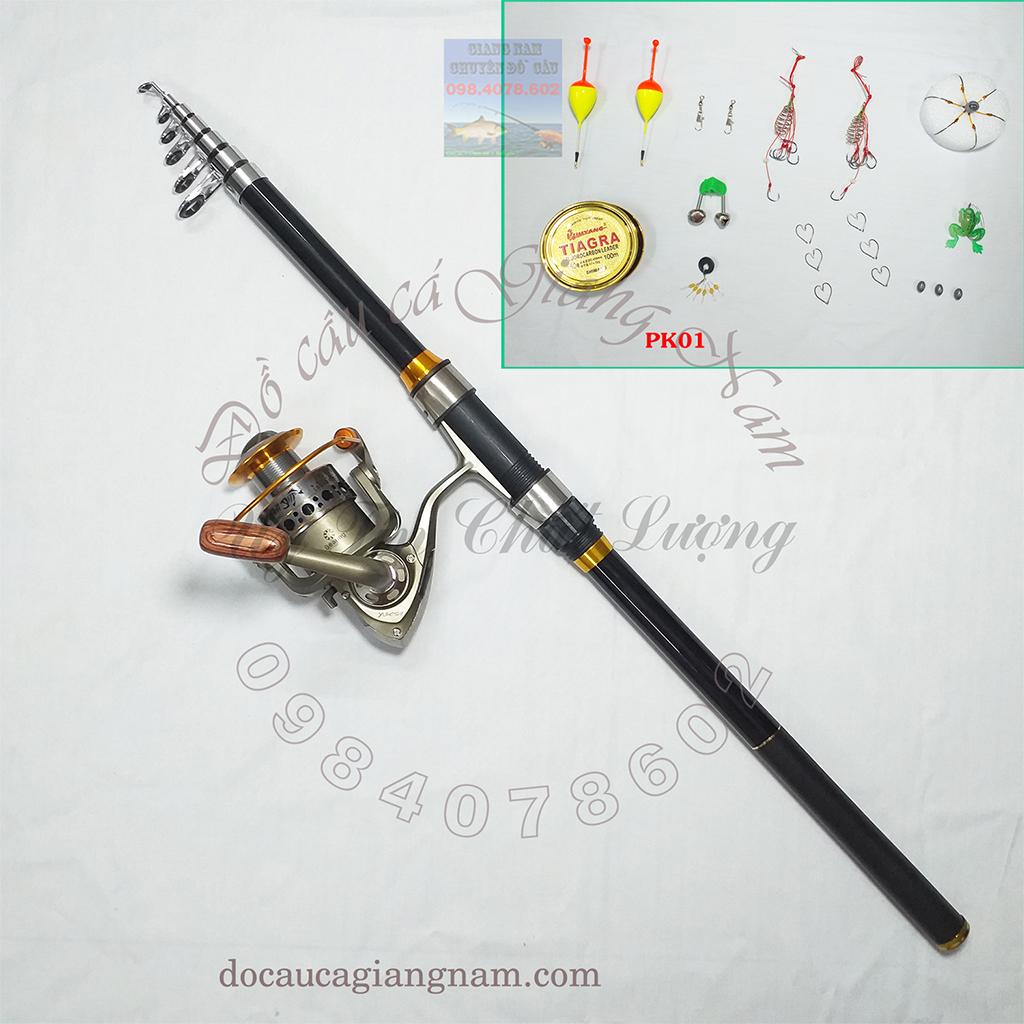 Combo cần câu rút 2m7, máy LC , 1 cần tay 5h ( cần câu cá giang nam ) big sale