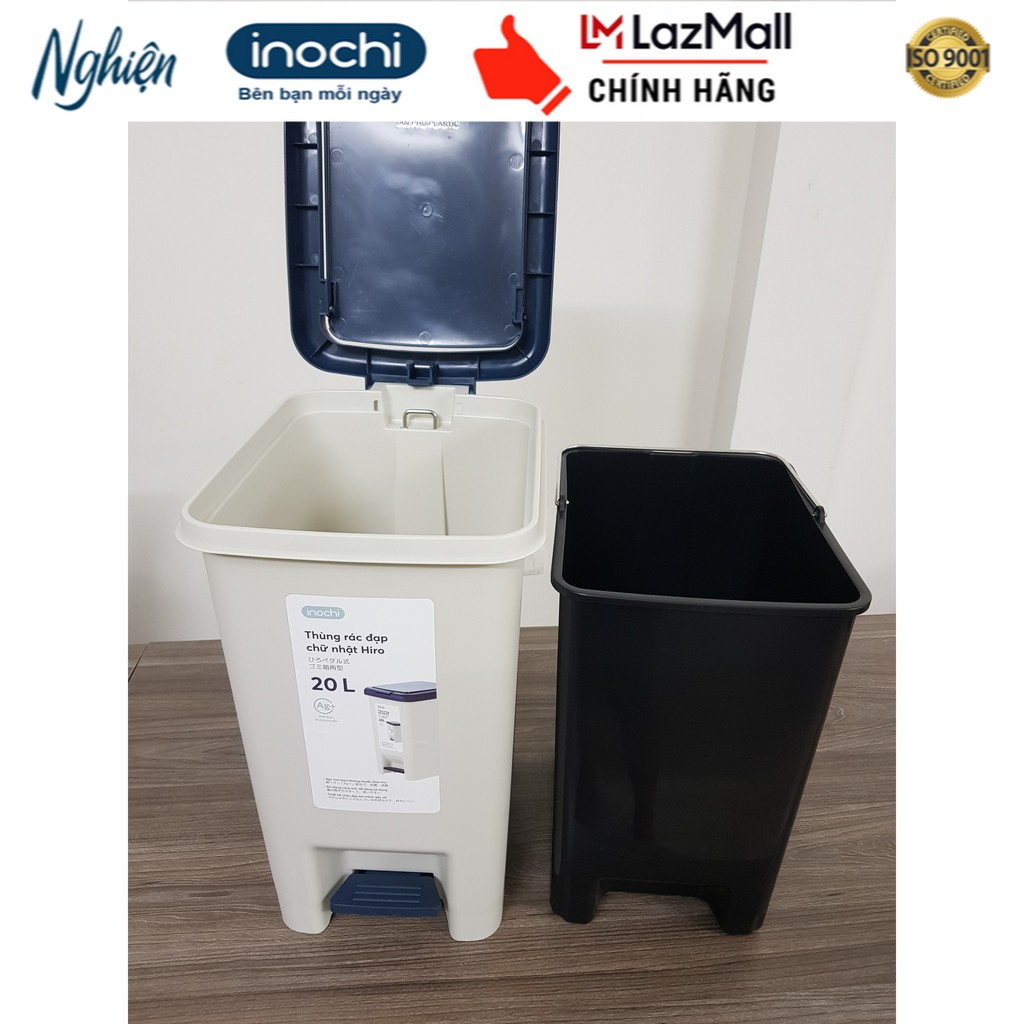 Thùng rác đạp chữ nhật Hiro 20L cao cấp nhật Bản