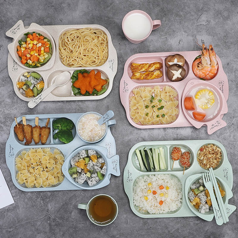 Bộ khay ăn dặm 6 món cho bé beautiful life hình cá bằng lúa mạch