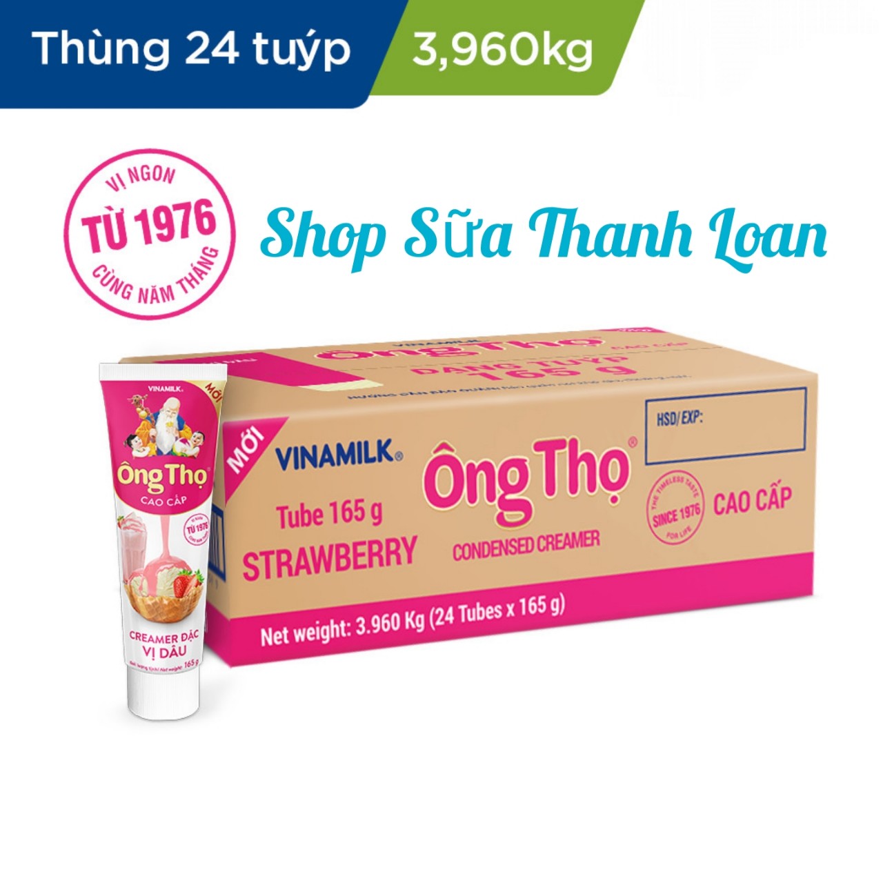 (HSD T12-2026) COMBO 3 TUÝP SỮA ĐẶC CÓ ĐƯỜNG ÔNG THỌ ĐỎ - TUÝP 165G.