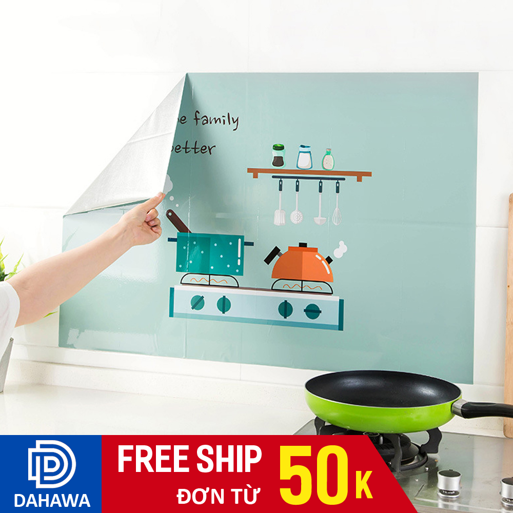 Decal giấy dán tường nhà bếp họa tiết dễ thương, chất liệu tráng nhôm cách nhiệt, chống dầu mỡ, chống nước(hình 1,2,3)