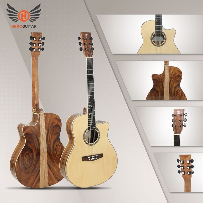Guitar Acoustic gỗ Điệp nguyên tấm - Guitar Hero Art 5 [A.A5] - Tặng kèm phụ kiện, Bảo hành 24 tháng.