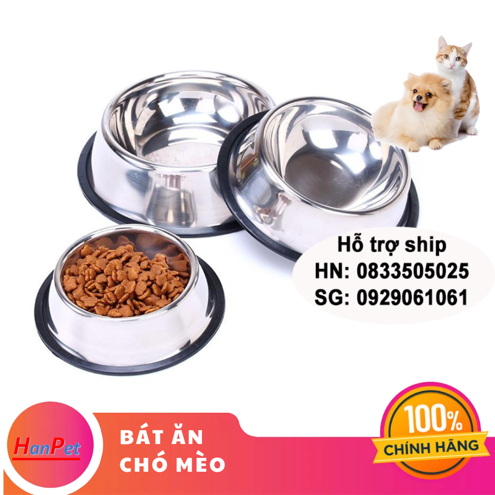 Hanpet - SP115 - Bát inox ( 4711755) bát ăn chó mèo tròn đơn bằng inox Size 15: đường kính 11cm, cao 4cm- HP10866TC