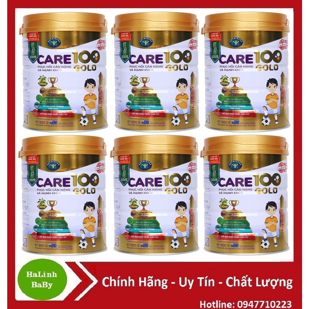 Combo 6 Lon Sữa Care 100 Gold 900g Date 2023