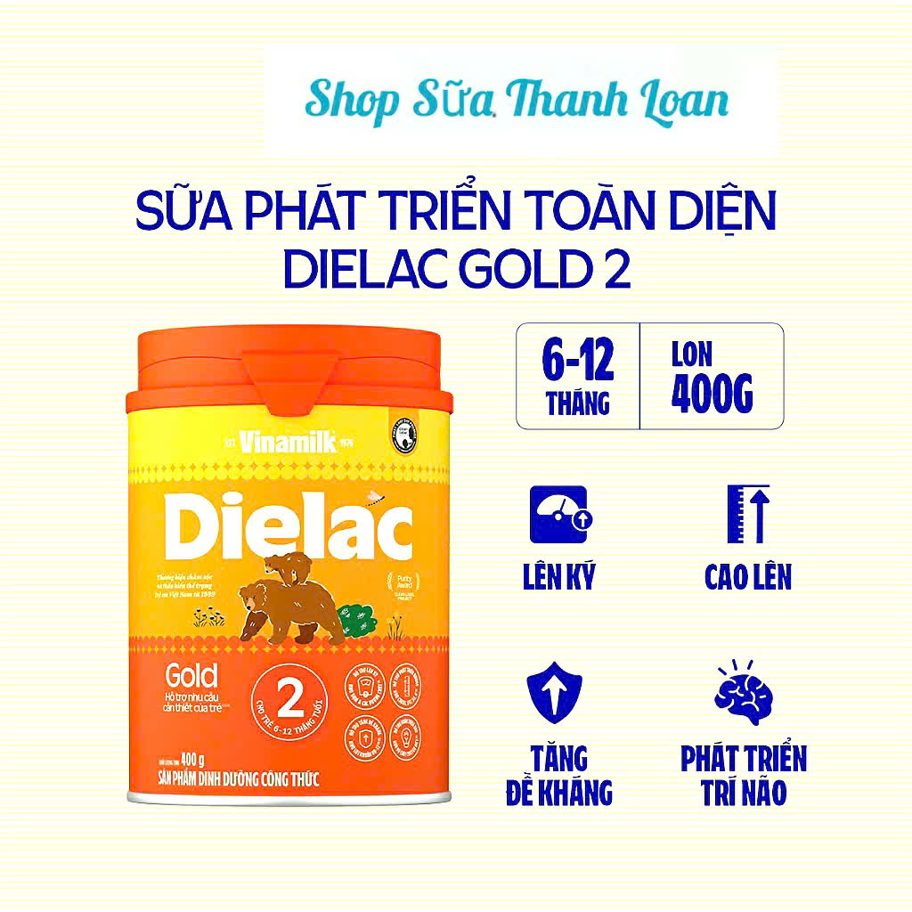 (Expiration Date April 2027) (New Model with Points) Vinamilk Dielac Gold Powder Milk 2 Cans 400g.