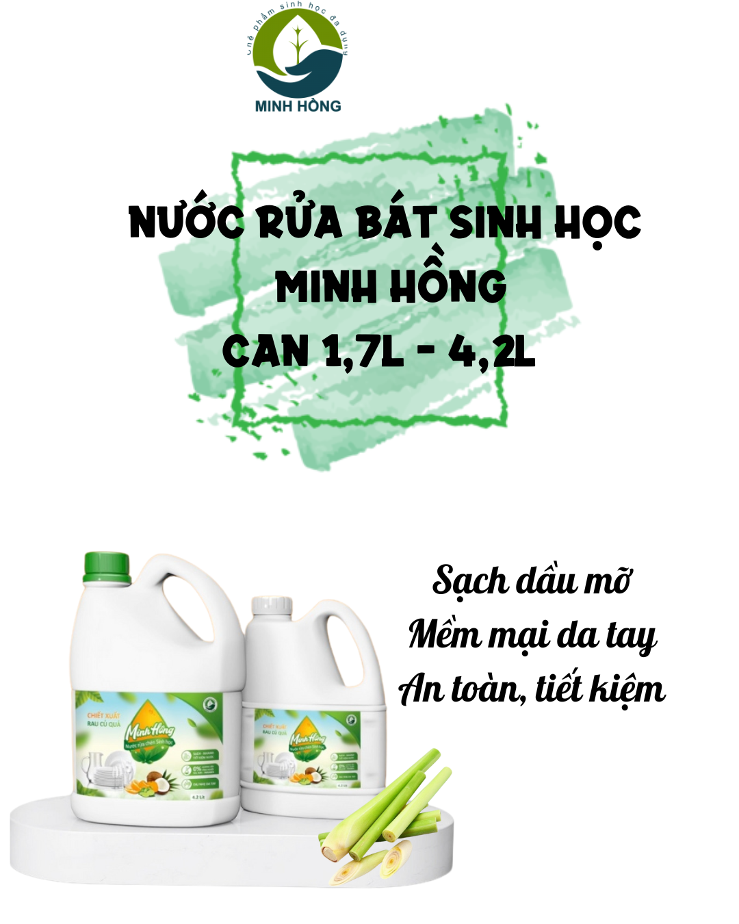 (Minh Hồng) Nước rửa chén sinh học Minh Hồng Can 1,7L và 4,2 lít và 500ml Sạch vết dầu mỡ, không làm khô da, an toàn cho người sử dụng Koshka Home