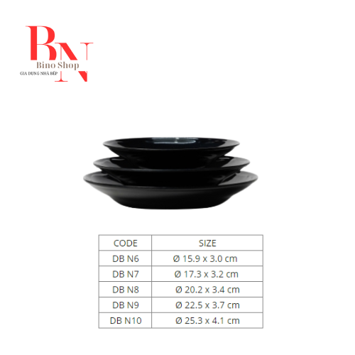 [HCM]Dĩa Nhựa Melamine Sâu Lòng Đen Bóng